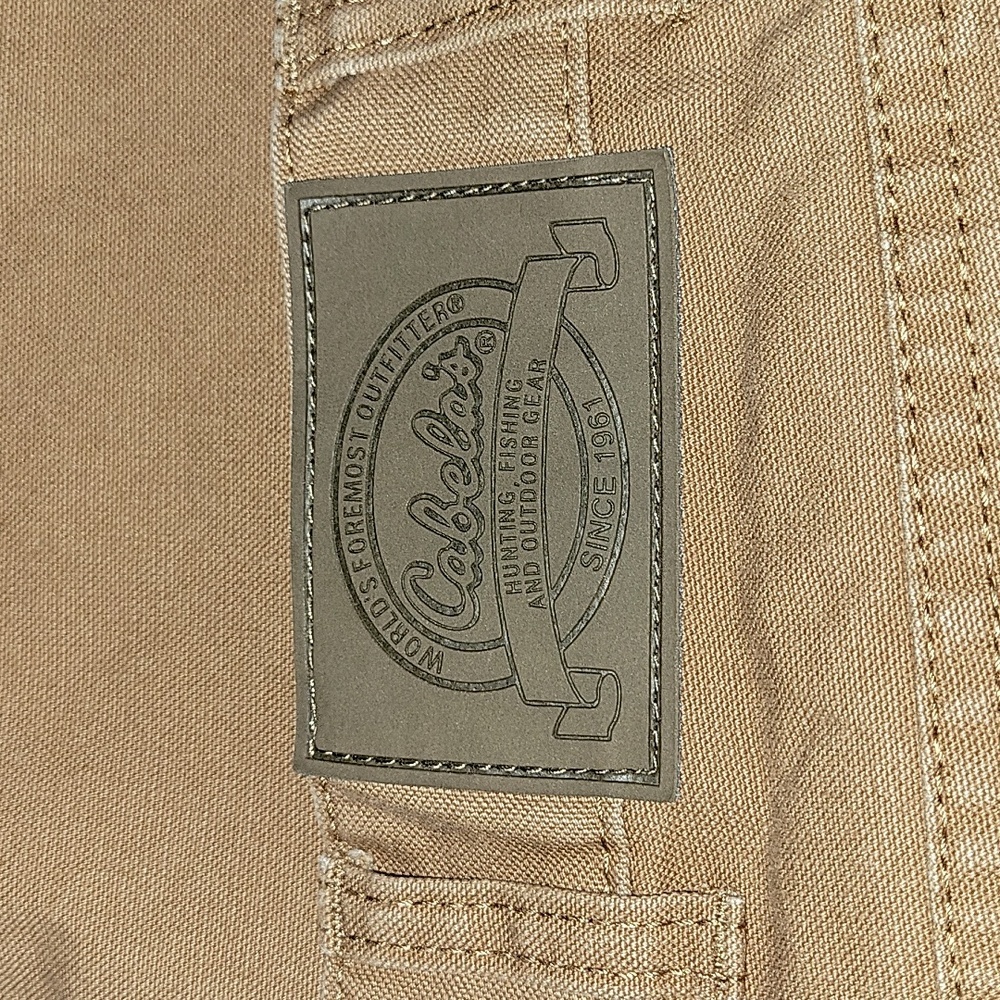 Mens Cabelas Tan Canvas 5 Pocket Jeans Work Outdoor Gear 38x34 Hunting Fishing - Picture 3 of 14
